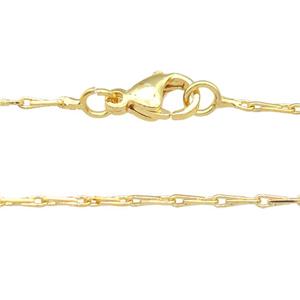 copper necklace chain, unfaded, gold plated, approx 1mm, 40cm length [FD11298]