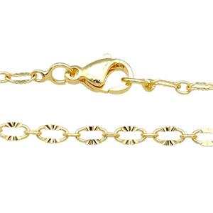 copper necklace chain, unfaded, gold plated, approx 2.6mm, 40cm length [FD11299]