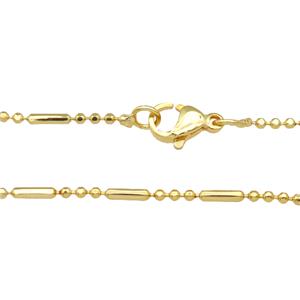 copper necklace ball chain, unfaded, gold plated, approx 1.5mm, 41cm length [FD11304]
