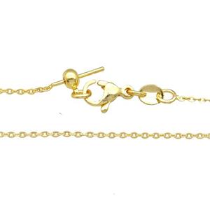 copper necklace chain, unfaded, gold plated, approx 1.2mm, 41cm length [FD11305]