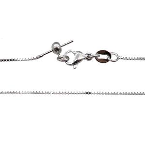 copper necklace box chain, unfaded, platinum plated, approx 1mm, 45cm length [FD11306]
