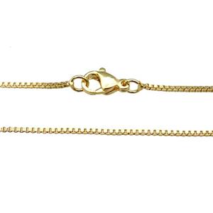 copper necklace box chain, unfaded, gold plated, approx 1.2mm, 40cm length [FD11307]