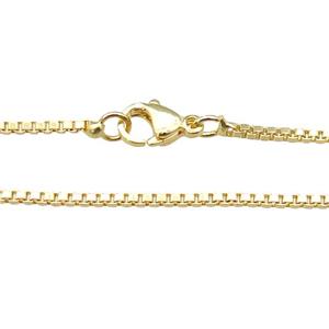 copper necklace box chain, unfaded, gold plated, approx 1.5mm, 40cm length [FD11308]