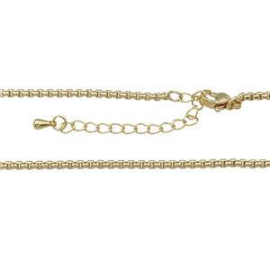 copper box Necklace Chain, unfade, gold plated, approx 2.3mm, 60-65cm length [FD11331]