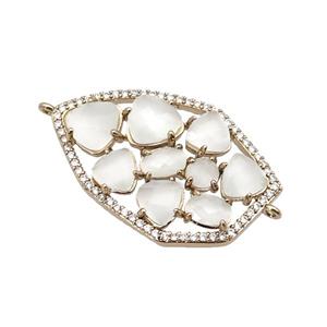 copper connector paved white Cat Eye Crystal, gold plated, approx 22-35mm [FD11334]