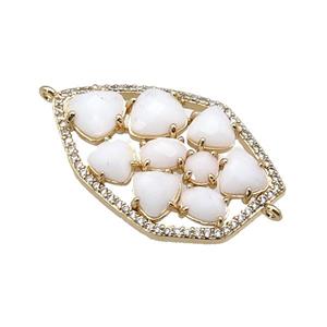 copper connector paved white Cat Eye Crystal, gold plated, approx 22-35mm [FD11335]