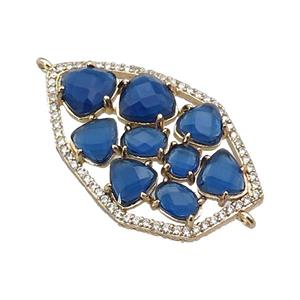 copper connector paved blue Cat Eye Crystal, gold plated, approx 22-35mm [FD11338]