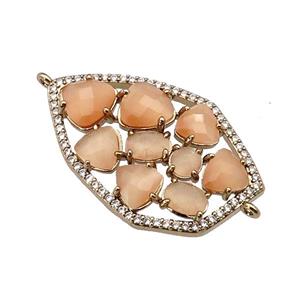 copper connector paved peach Cat Eye Crystal, gold plated, approx 22-35mm [FD11339]