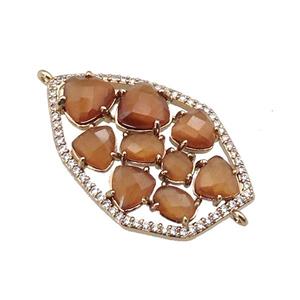 copper connector paved brown Cat Eye Crystal, gold plated, approx 22-35mm [FD11340]