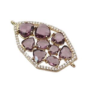 copper connector paved purple Cat Eye Crystal, gold plated, approx 22-35mm [FD11342]
