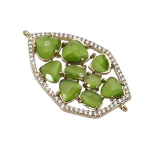 copper connector paved green Cat Eye Crystal, gold plated, approx 22-35mm [FD11343]