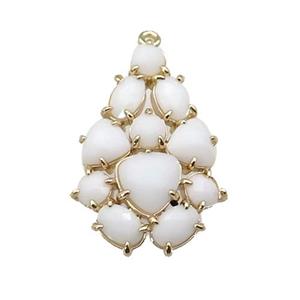 copper Tree pendant pave white Cat Eye Crystal, gold plated, approx 20-30mm [FD11360]