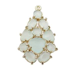 copper Tree pendant pave lt.green Cat Eye Crystal, gold plated, approx 20-30mm [FD11361]