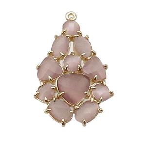 copper Tree pendant pave Cat Eye Crystal, gold plated, approx 20-30mm [FD11364]