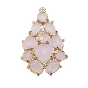 copper Tree pendant pave lt.pink Cat Eye Crystal, gold plated, approx 20-30mm [FD11366]