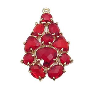 copper Tree pendant pave red Cat Eye Crystal, gold plated, approx 20-30mm [FD11378]