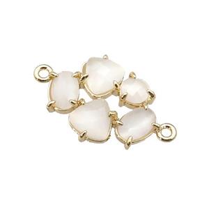 copper oval connector pave white Cat Eye Crystal, gold plated, approx 13-18mm [FD11380]