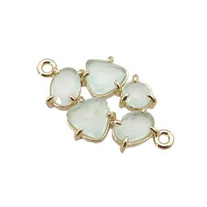 copper oval connector pave lt.green Cat Eye Crystal, gold plated, approx 13-18mm [FD11381]