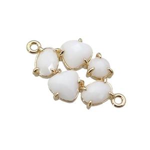 copper oval connector pave white Cat Eye Crystal, gold plated, approx 13-18mm [FD11382]