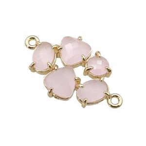 copper oval connector pave lt.pink Cat Eye Crystal, gold plated, approx 13-18mm [FD11383]