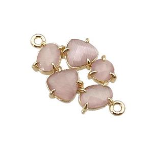 copper oval connector pave Cat Eye Crystal, gold plated, approx 13-18mm [FD11384]