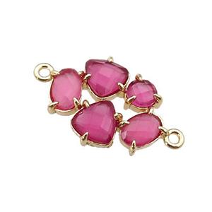 copper oval connector pave hotpink Cat Eye Crystal, gold plated, approx 13-18mm [FD11385]