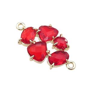 copper oval connector pave red Cat Eye Crystal, gold plated, approx 13-18mm [FD11386]