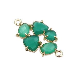 copper oval connector pave green Cat Eye Crystal, gold plated, approx 13-18mm [FD11387]