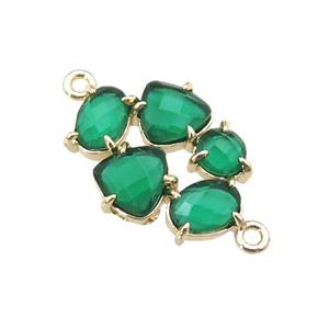 copper oval connector pave green Cat Eye Crystal, gold plated, approx 13-18mm [FD11388]