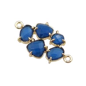 copper oval connector pave blue Cat Eye Crystal, gold plated, approx 13-18mm [FD11390]