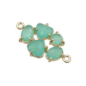 copper oval connector pave green Cat Eye Crystal, gold plated, approx 13-18mm [FD11393]