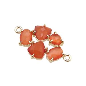 copper oval connector pave orange Cat Eye Crystal, gold plated, approx 13-18mm [FD11394]