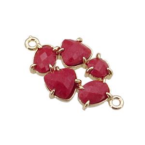 copper oval connector pave red Cat Eye Crystal, gold plated, approx 13-18mm [FD11396]