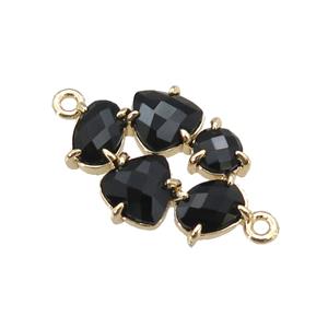 copper oval connector pave black Cat Eye Crystal, gold plated, approx 13-18mm [FD11397]