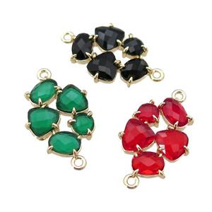 copper oval connector pave Cat Eye Crystal, gold plated, mixed, approx 13-18mm [FD11398]