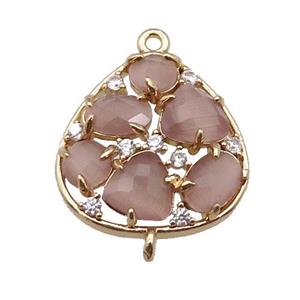 copper teardrop connector pave black Cat Eye Crystal, gold plated, approx 18-20mm [FD11401]