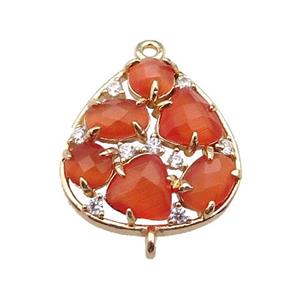 copper teardrop connector pave orange Cat Eye Crystal, gold plated, approx 18-20mm [FD11402]
