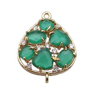 copper teardrop connector pave green Cat Eye Crystal, gold plated, approx 18-20mm [FD11405]
