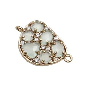 copper teardrop connector pave lt.green Cat Eye Crystal, gold plated, approx 16-20mm [FD11408]