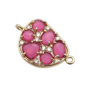 copper teardrop connector pave hotpink Cat Eye Crystal, gold plated, approx 16-20mm [FD11412]