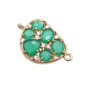 copper teardrop connector pave green Cat Eye Crystal, gold plated, approx 16-20mm [FD11419]