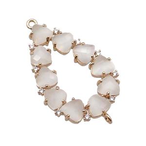 copper teardrop connector pave white Cat Eye Crystal, gold plated, approx 15-35mm [FD11439]