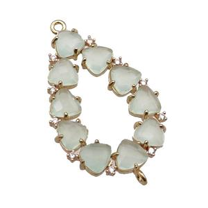 copper teardrop connector pave lt.green Cat Eye Crystal, gold plated, approx 15-35mm [FD11440]