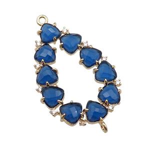 copper teardrop connector pave blue Cat Eye Crystal, gold plated, approx 15-35mm [FD11447]
