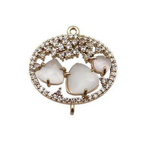 copper circle connector pave white Cat Eye Crystal, gold plated, approx 20-22mm [FD11454]