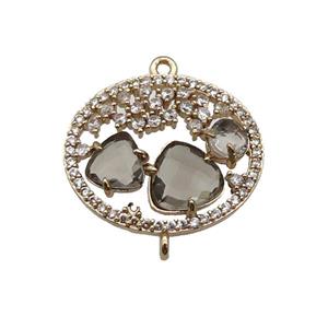 copper circle connector pave gray Cat Eye Crystal, gold plated, approx 20-22mm [FD11455]