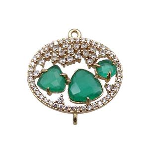 copper circle connector pave green Cat Eye Crystal, gold plated, approx 20-22mm [FD11458]