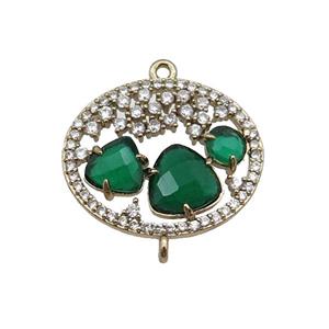 copper circle connector pave green Cat Eye Crystal, gold plated, approx 20-22mm [FD11459]