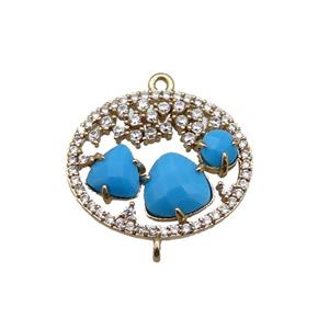 copper circle connector pave turq.blue Cat Eye Crystal, gold plated, approx 20-22mm [FD11461]