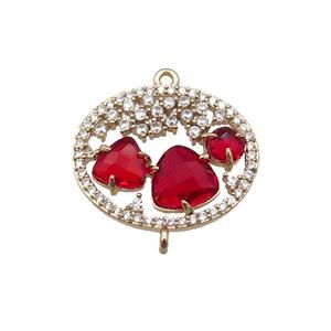 copper circle connector pave ruby Cat Eye Crystal, gold plated, approx 20-22mm [FD11463]